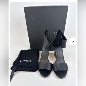 Vince black, leather wedge sandals